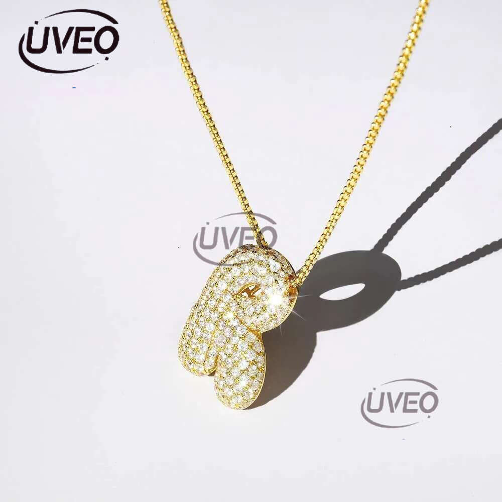 Kissyan Bubble Letter Necklace, 14K Gold Plated Balloon Initial Pendant Box Chain Necklace Exquisite Dense Set Cubic Zircon Jewelry Gift for Ladies an