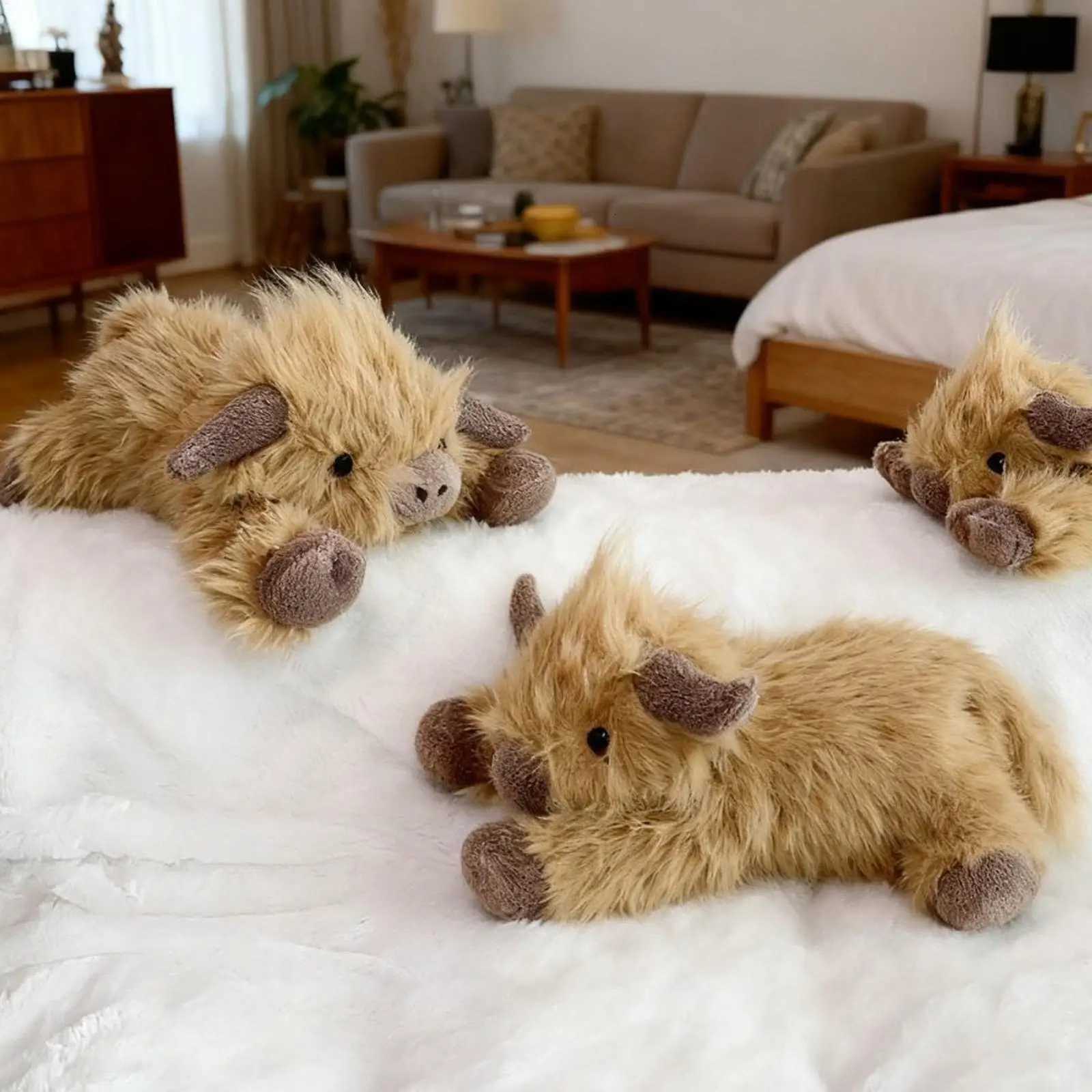 35/45cm Highland Cow Plush Toy Able Stuffed Animal with Long Fluffy Hair Soft Cuddly Gift for Kids Children GiftsXJ251120