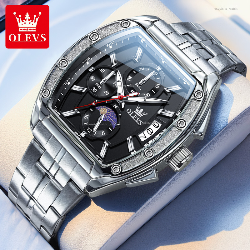 OLEVS Designer Women's Light Luxury Diving Outdoor Sports Watch Barrel Multi-functional Quartz Watch Luminous Men's Luxury Watch Free Delive