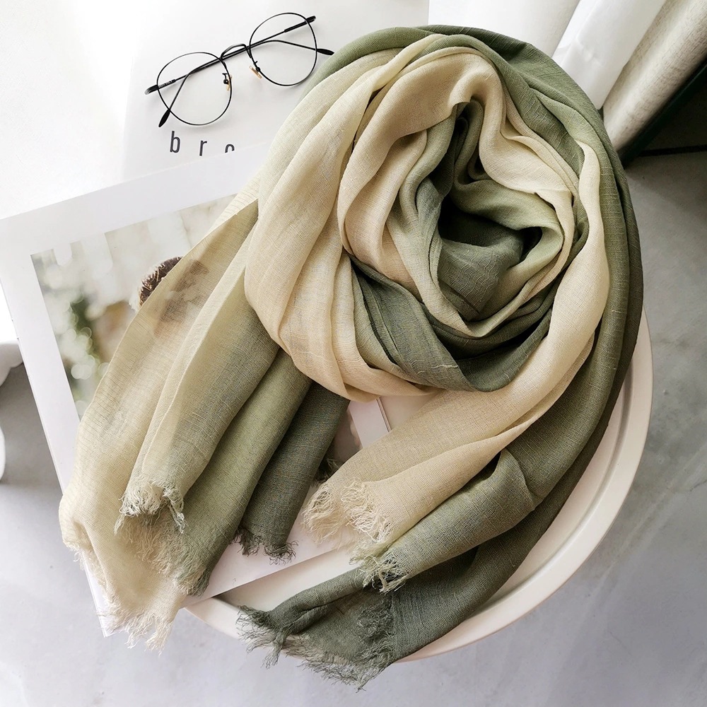 K454 Cross-border thin cotton and linen scarf for women in spring and autumn wholesale, hanging dyed cotton gauze scarf sunscreen shawl customization