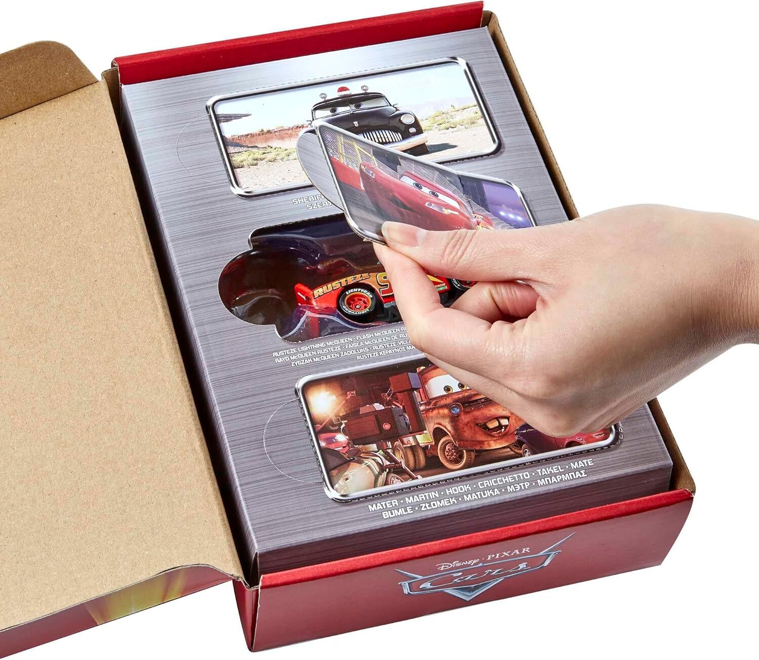 Mattel custom Disney and Pixar Toys, Radiator Springs 3-Pack of Die-cast Toy Cars Trucks with Lightning McQueen, Mater & Sheriff