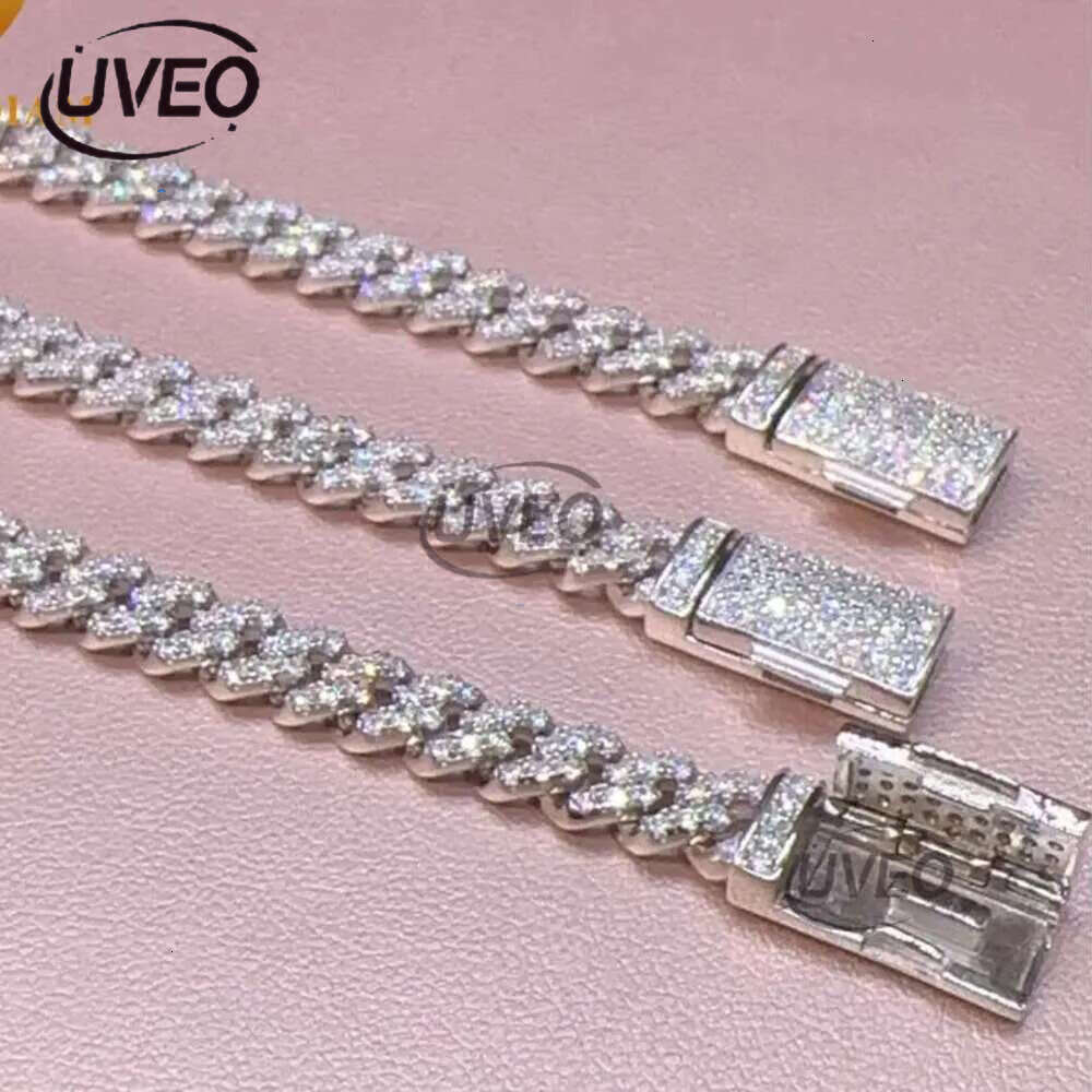 Fashion Hip Pop Jewelry 9mm Width Sier Plated Iced Out Cubic Zirconia Brass Cuban k Chain Bracelet