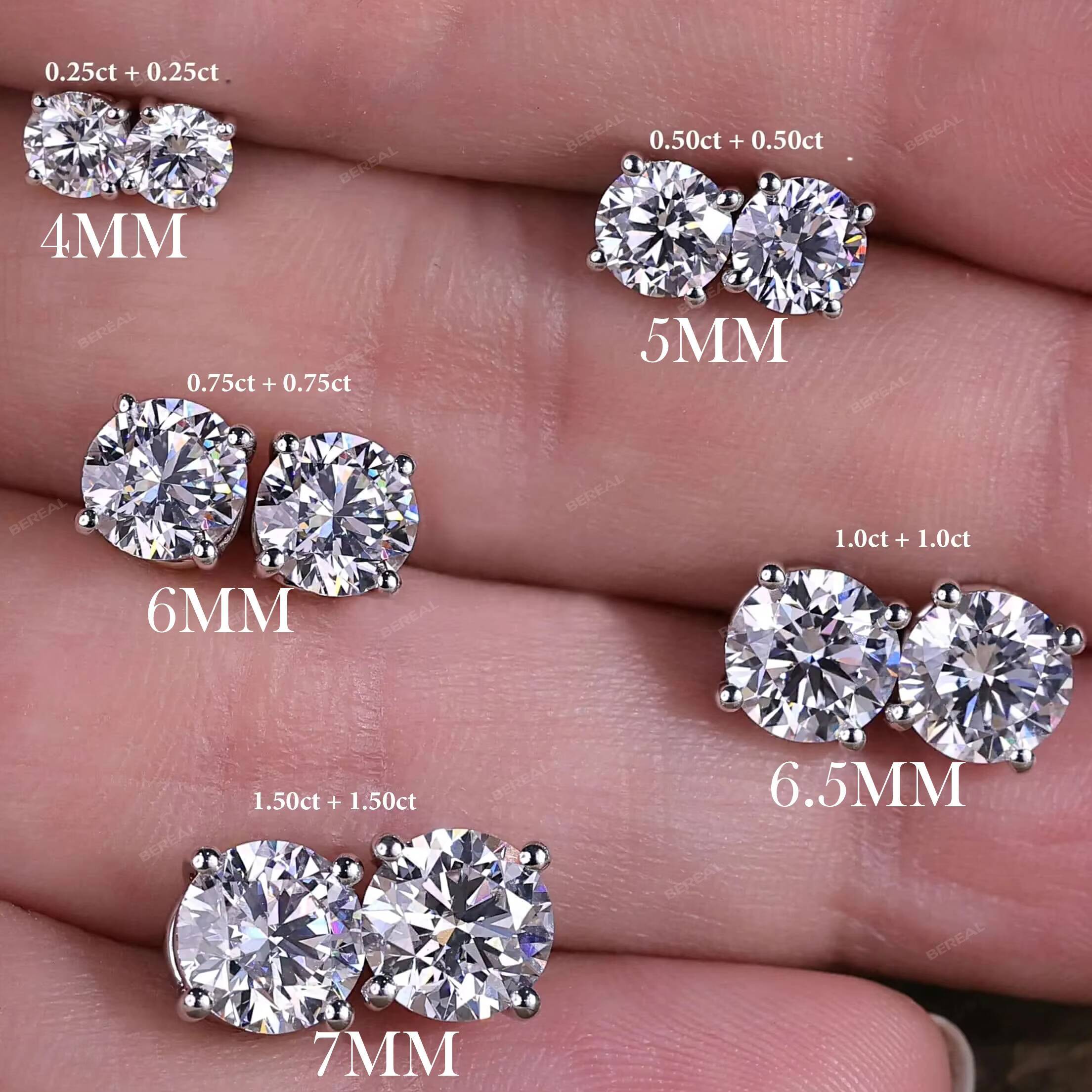 Igi Certified Vvs Lab Grown Diamond Earrings Custom 18k Gold Round Lab Created Diamond Earring Fine Jewelry Men Womenqqvvv