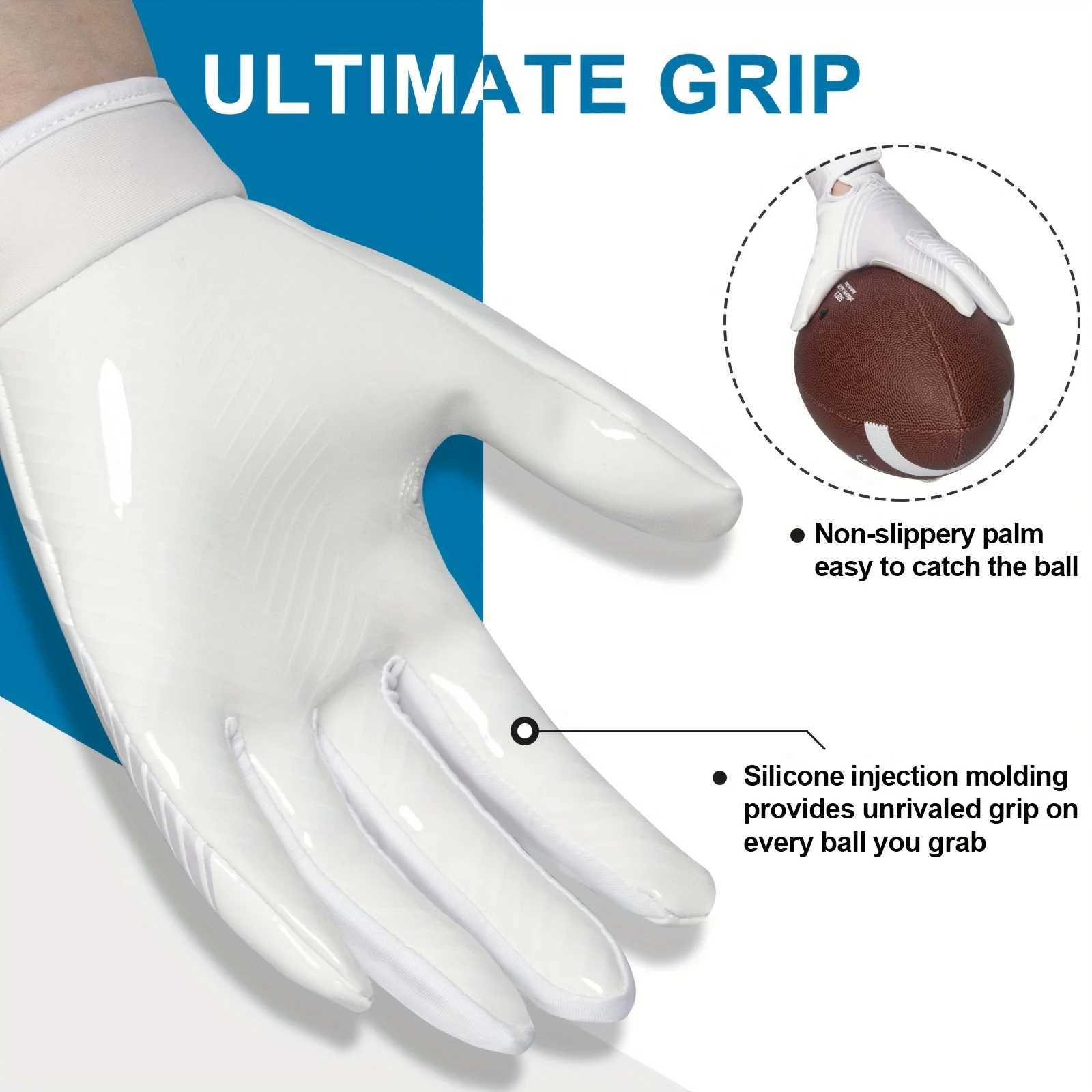 Anti slip rugby gloves all finger bicycle gloves silicone grip palm American football receiving gloves outdoor training and games Y250419