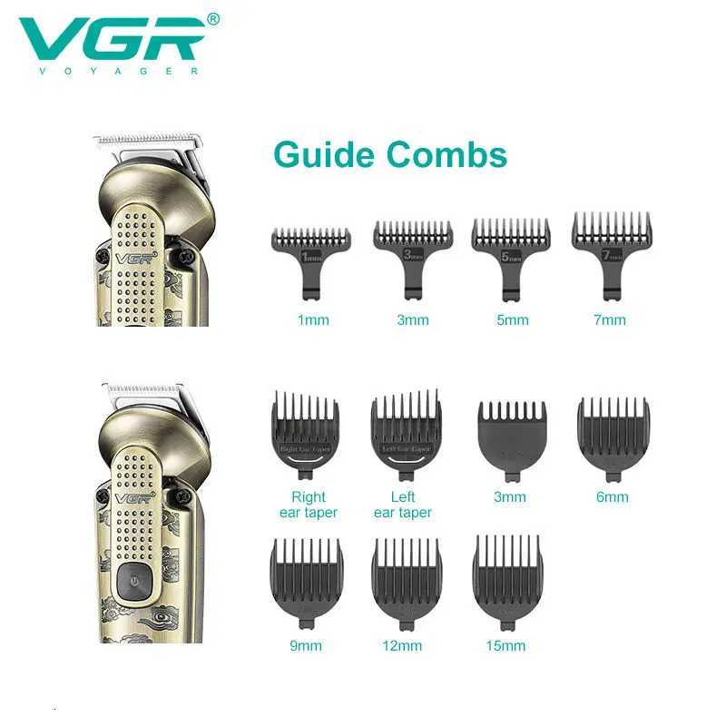 VGR 8-in-1 metal hair clipper multifunctional intelligent LED digital hair trimmer mens nose hair and armpit hair shaver V-103T251120
