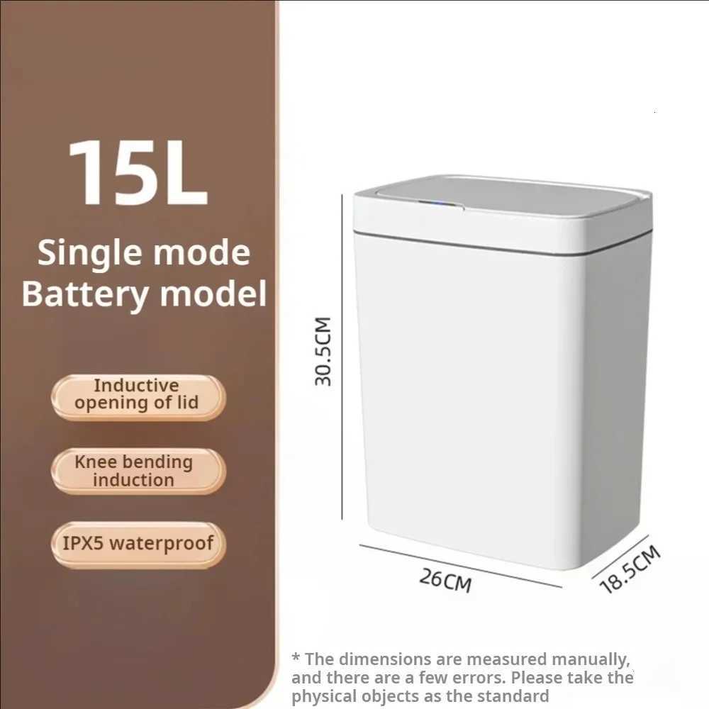 15L Automatic Sensor Trash Smart Bathroom Trash Can Automatic Bagging Electronic Trash Touchless Narrow Smart Sensor Garbage Bin C251120