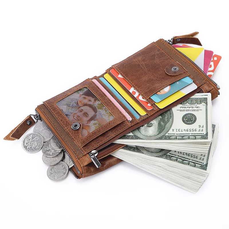 Classic mens wallet leather cowhide short card holder leather mens wallet high-quality designer mens wallet with zipper pocket W250419