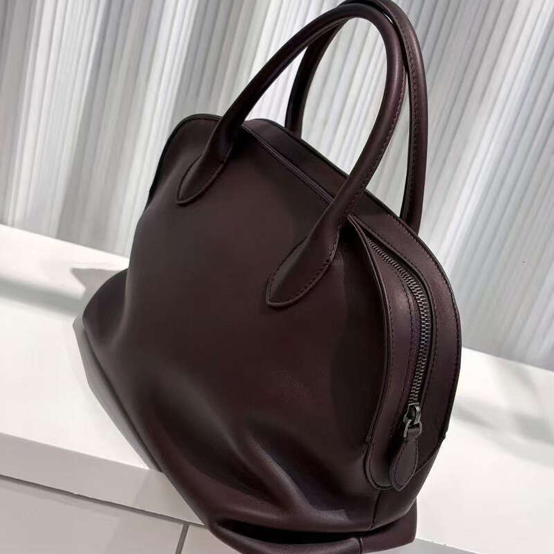 Women's Bags new light luxury top layer cowhide pleated hand-held with trendy texture and versatile temperament, large capacity women's bag