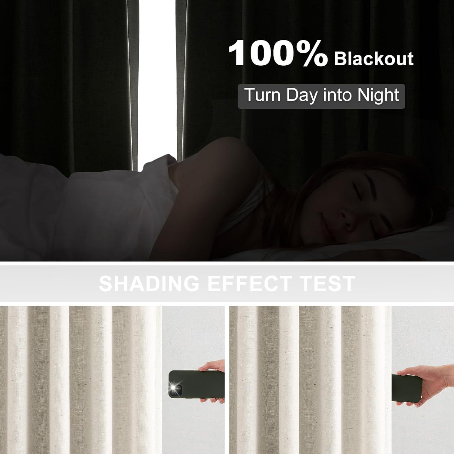 A434 spot delivery 100% full blackout linen curtain color linen cotton linen curtains white lining double layer