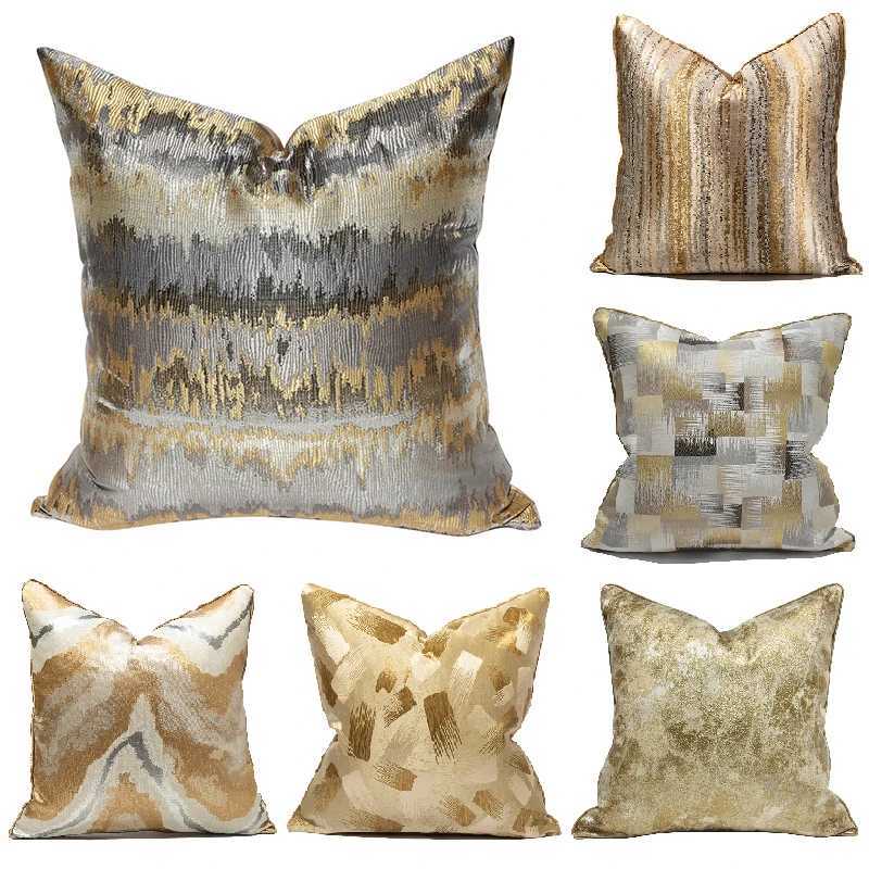 Pillow Case Luxury Golden Sofa Cushion Cover for Living Room Modern Gray Throw case for Euro Decoration 20x20 Rectangle Cover C251120