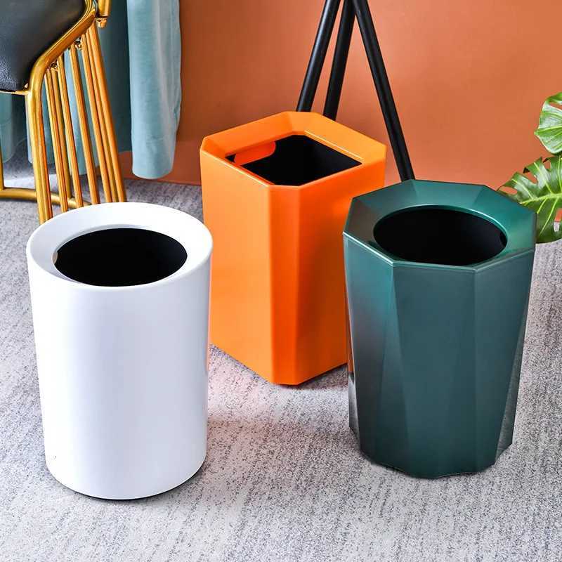 High-grade trash can no lid pressure ring storage bathroom office Japanese paper basket C251120