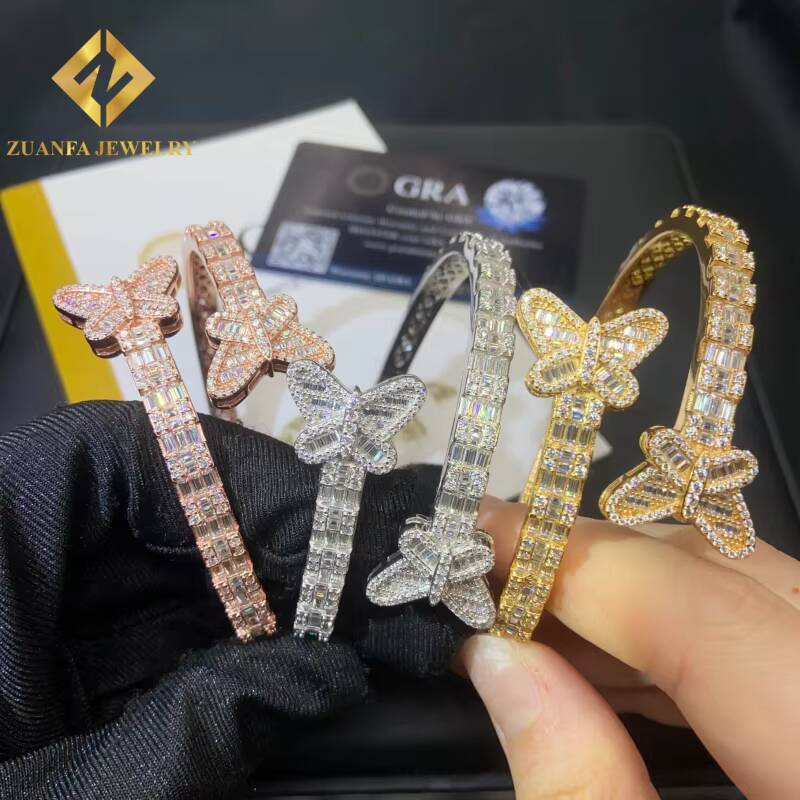 New Designs VVS1 Moissanite Butterfly Bracelet 925 Silver Pass Diamond Tester Iced Out Moissanite Womens Bracelet with GRA