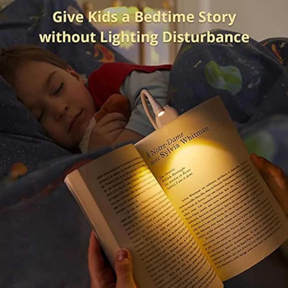 Book Light Reading Lights for Books in Bed Led Book Night Lamp Rechargeable 3 Color Stepless Brightness Clip on Reading Lamp M251120