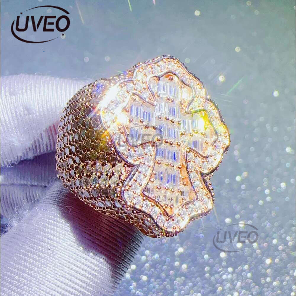 Band Rings Zuanfa Moissanite Jewelry Hip Hop Cross Baguette Vvs Dia Ring 2024 designer ring for women engagement High quality Fashion