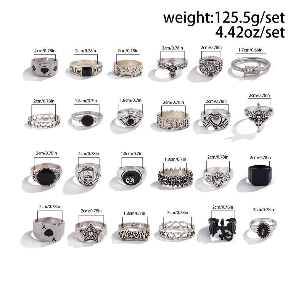 New piece men s jewelry set with versatile rings niche and personalized hip hop style hand accessories
