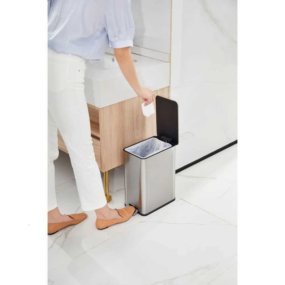 26 Gallon Slim Step On Trash Can Stainless Steel Touchless Soft Close Lid Non Skid Base Heavy Duty Wastebasket C251120