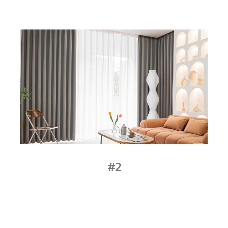 Custom 1 free shaped vertical striped chenille curtain high-grade gray thick full blackout curtains light luxury bay window living room sound insulati
