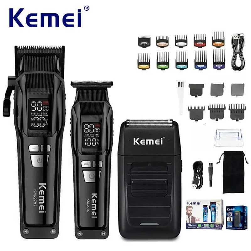 Kemei KM-2797 KM-1102 Professional Electric Hair Clipper Kit Rechargeable Hair Trimmer Shaver for Men USB Charging Beard RazorT251120