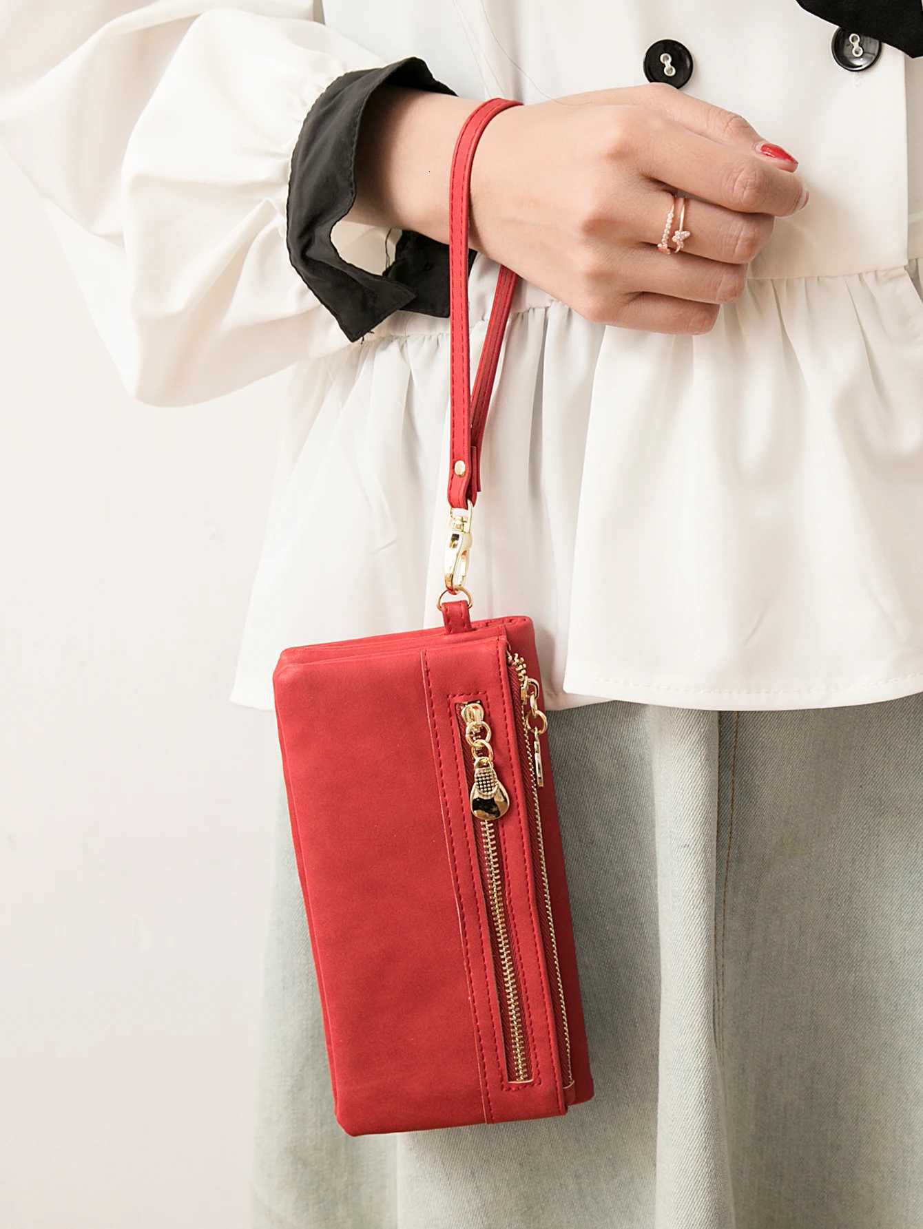 Classic Vintage Womens Long Wallet Simple Double Zipper Large Capacity Handbag PU Leather Multi-Card Slot Credit Card HolderW251120