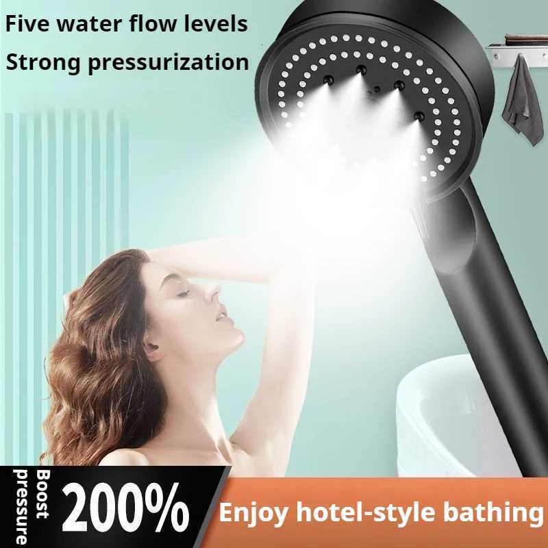 1PC 5-Mode High-Pressure Shower Head 5 Adjustable Speeds Spray Patterns Wall-Mounted Bathroom ABS Durable Adjustable FlowM251120