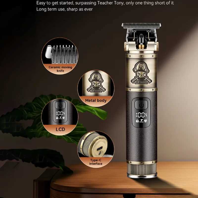 Kemei-2250 Professional Small Aluminum Leather Hair Clipper Mens Beard Trimmer Rechargeable Electric Hair Clipper SetT251120