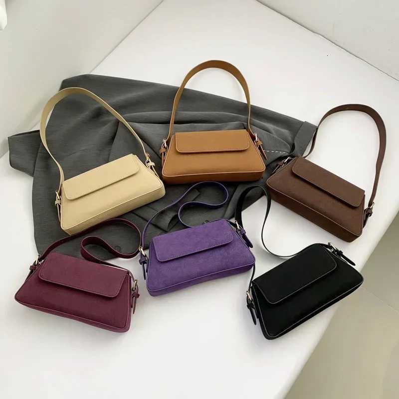 Luxury Purple Single Shoder Bags For Wen Solid Color PU Leather 2024 Trend Handbags Small Purse Lady Designer Zipper Cluch Y251120
