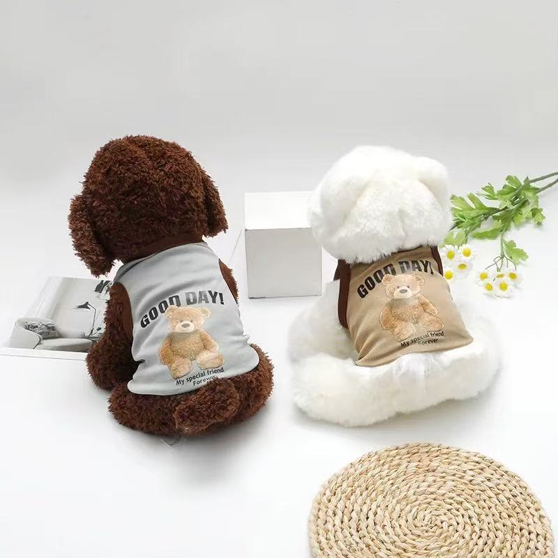 T0006Dog clothes small dog summer thin clothes pet striped dog clothes four seasons corgi teddy vest 2025 new