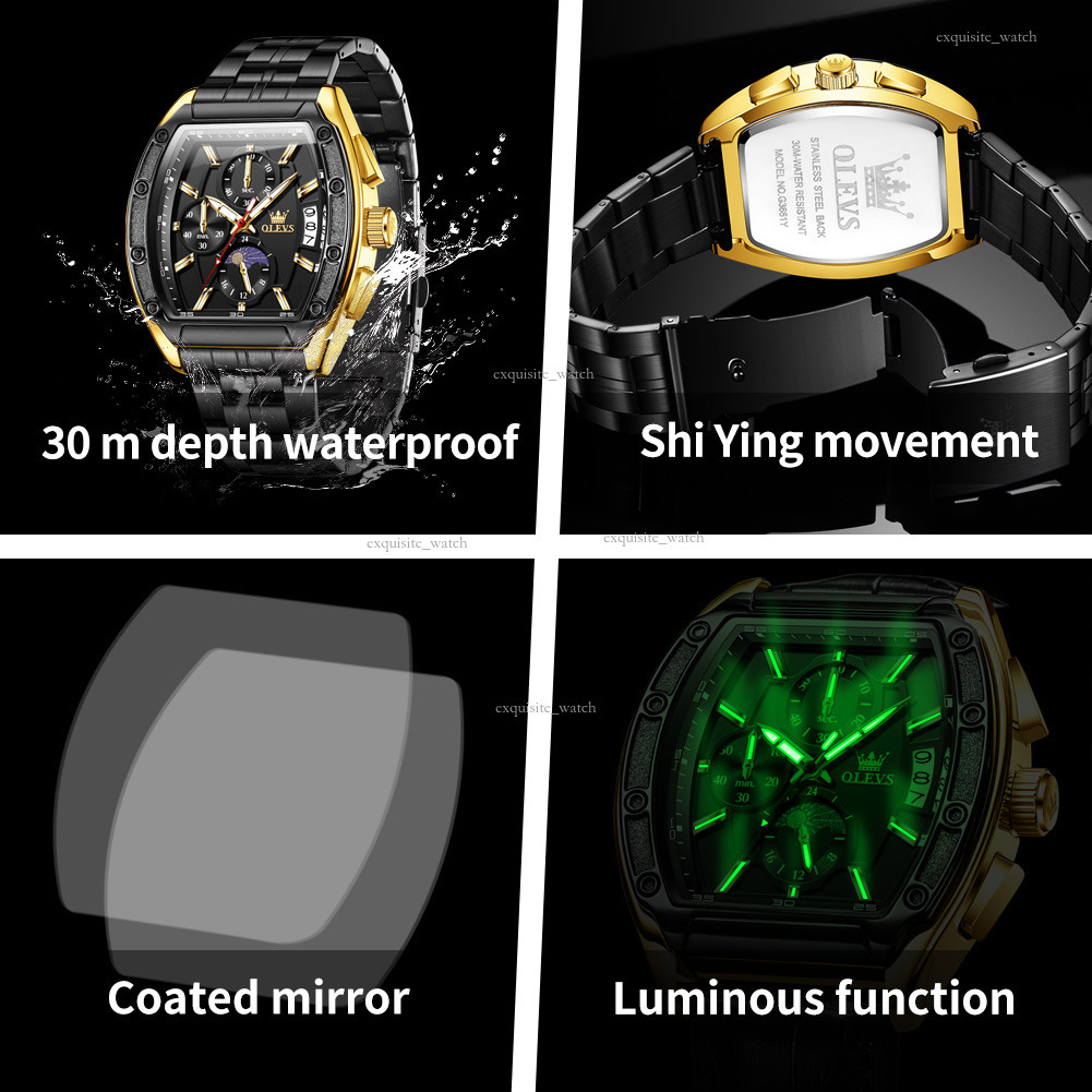 OLEVS Designer Women's Light Luxury Diving Outdoor Sports Watch Barrel Multi-functional Quartz Watch Luminous Men's Luxury Watch Free Delive