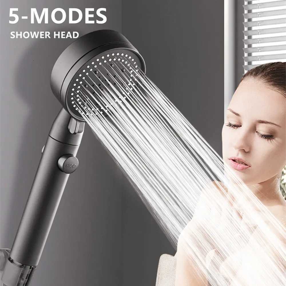 High Pressure Shower Head 5 Modes Adjustable Showerheads with Hose Water Saving One-Key Stop Spray Nozzle Bathroom AccessoriesM251120