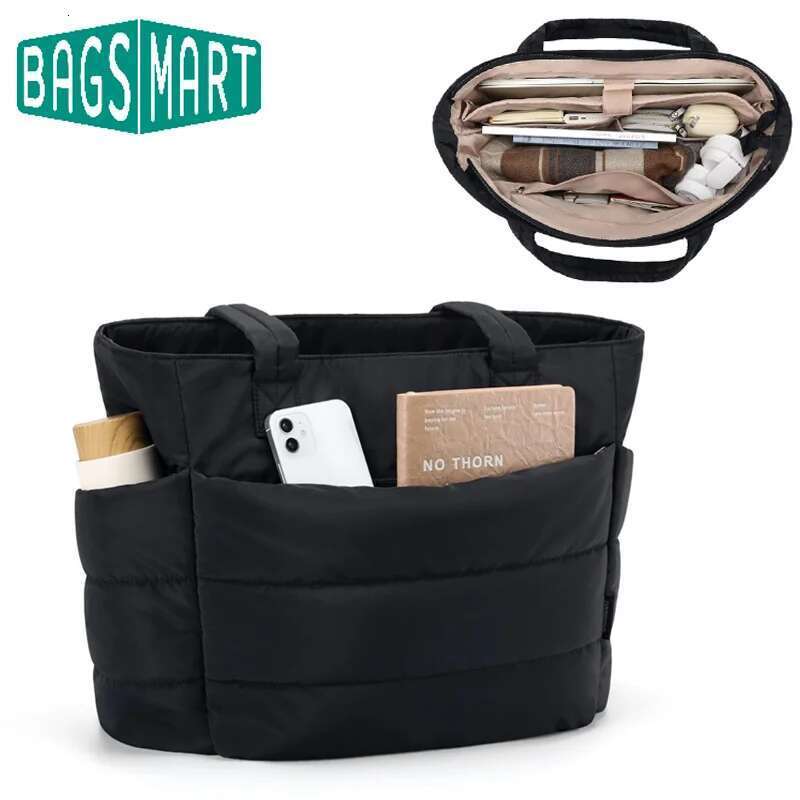 BAGSMART Padded Tote Portable Woman Handbag Quilted Solid For Leisure Travel Large Capacity Mommy Diaper Bag
