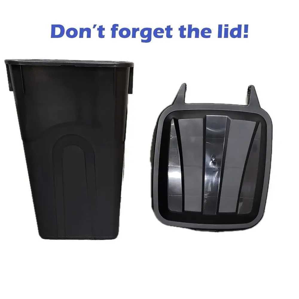 Durable 45 Gallon Plastic Garbage Can with Attached Lid and Wheels Black 2 Pack C251120