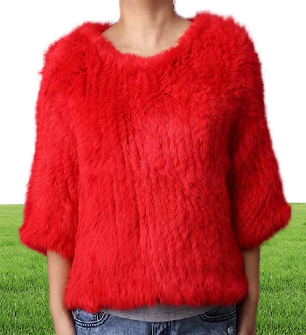 FXFURS Knitted Rabbit Fur Poncho Women Fashion Fur Sweater 100 Real Fur Jackets Girl039s Pullover CJ1912137730426