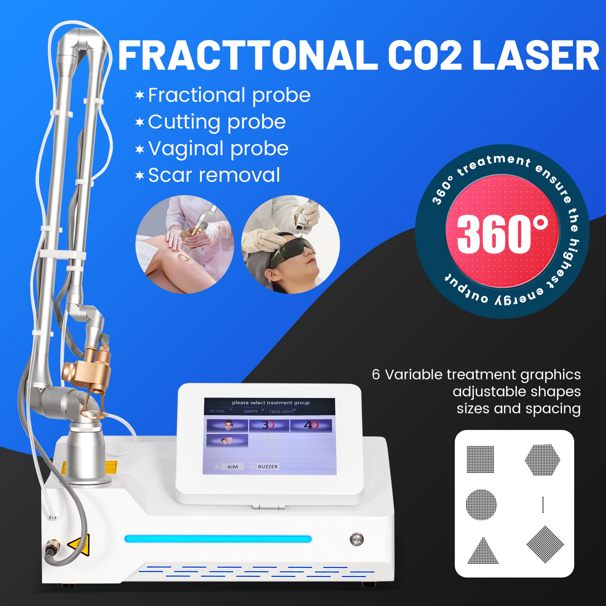 Professional Fractional CO2 Laser Equipment For Scar Removal Wrinkle Reduction Skin Rejuvenation and Vaginal Tightening Beauty Salon Spa Clinic Use