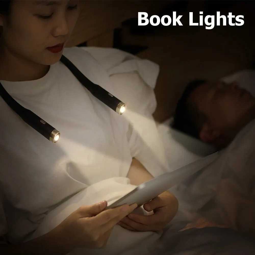 Neck Reading Light Book Lights Reading in Bed Bendable Long Lasting Portable USB Rechargeable Novelty Flexible LED Book Lighting M251120