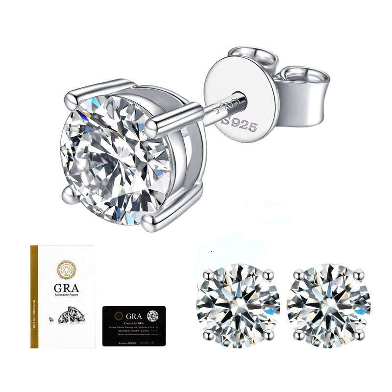 GRA Certificate Sterling Sier D VVS Moissanite Stud Earrings Hypoallergenic Jewelry Engagement Gift for Men and Women