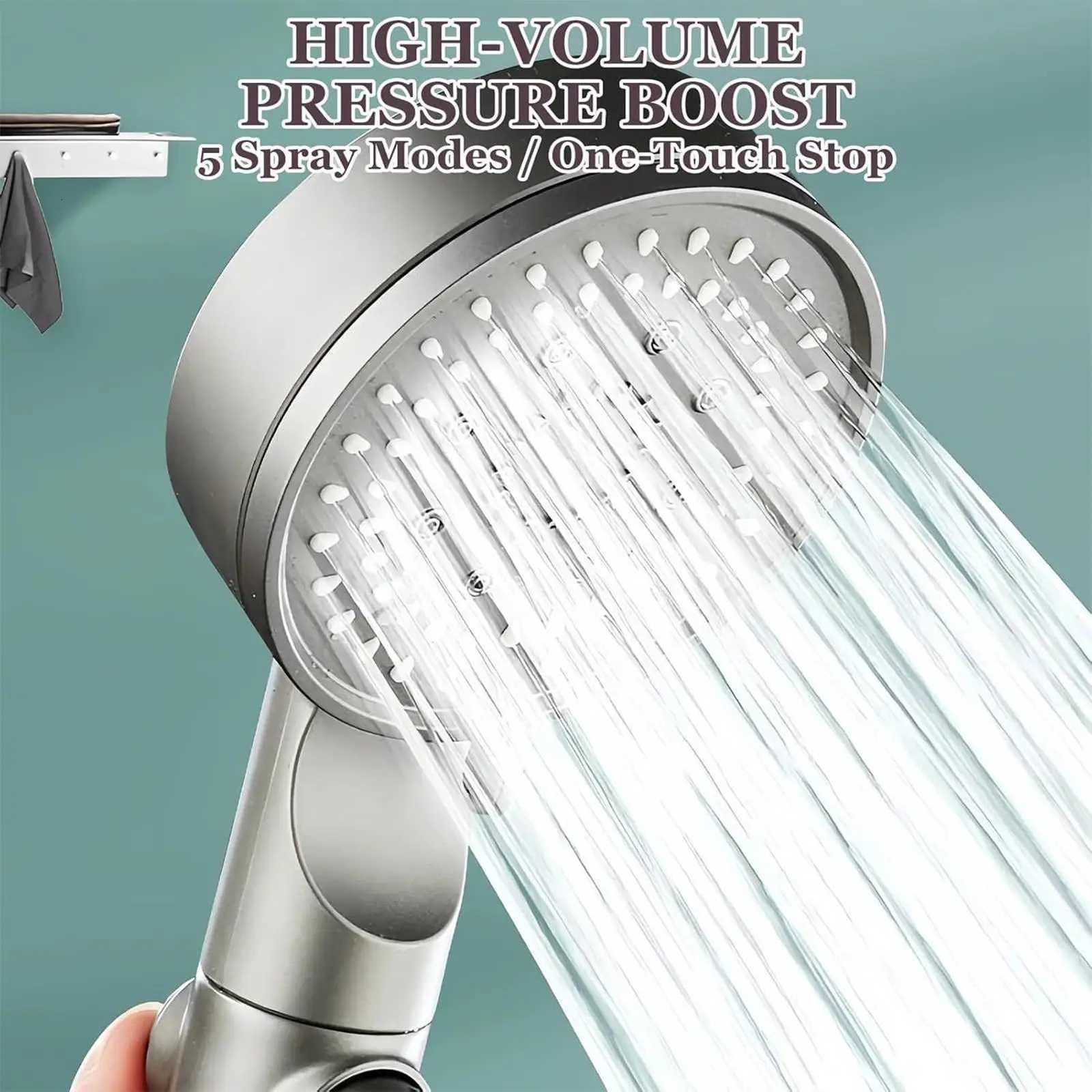 Handheld Shower Head Filter High Pressure Shower Head Handheld Turbo Fan Shower With 5Pcs Filter Cotton Shower Head KitM251120