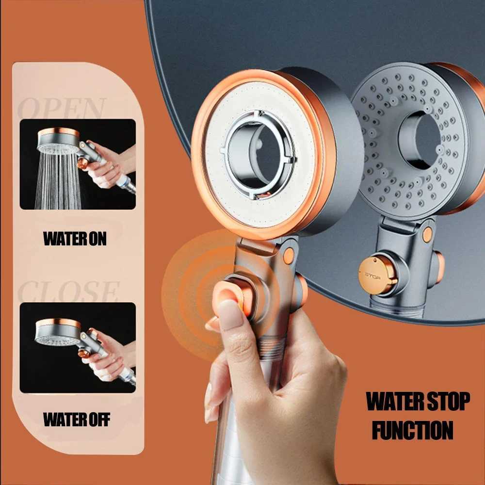 double-sided unique shower head bathroom 3 kinds of spray water-saving filter round rainfall adjustable nozzle booster sprayerM251120