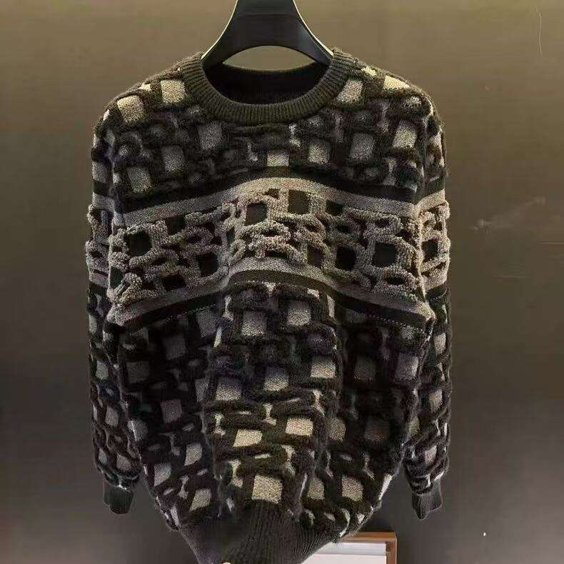 Knitted Men's Round Neck Trendy Jacquard Loose Versatile High-End Youth Sweater