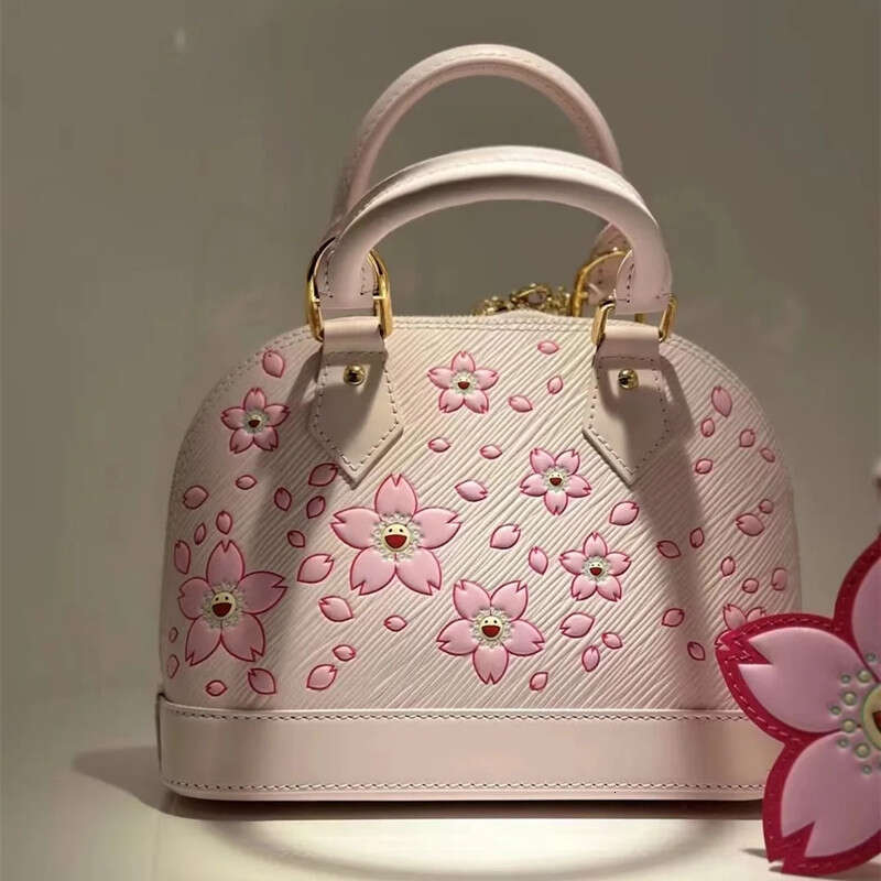 Designer Bag 2025 New Water Ripple Leather Shell Bag, Cherry Pollen Fashion Handbag, Trendy Brand Single Shoulder Large Capacity Crossbody Bag