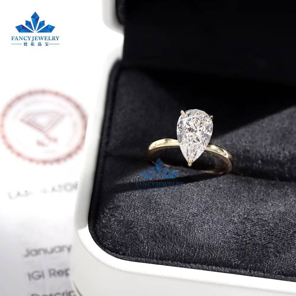 14K 18K Gold 2CT 3CT 1CT Pear Cut D VS1 VVS1 IGI Certified Lab Grown Diamond Engagement Wedding Ring for Women