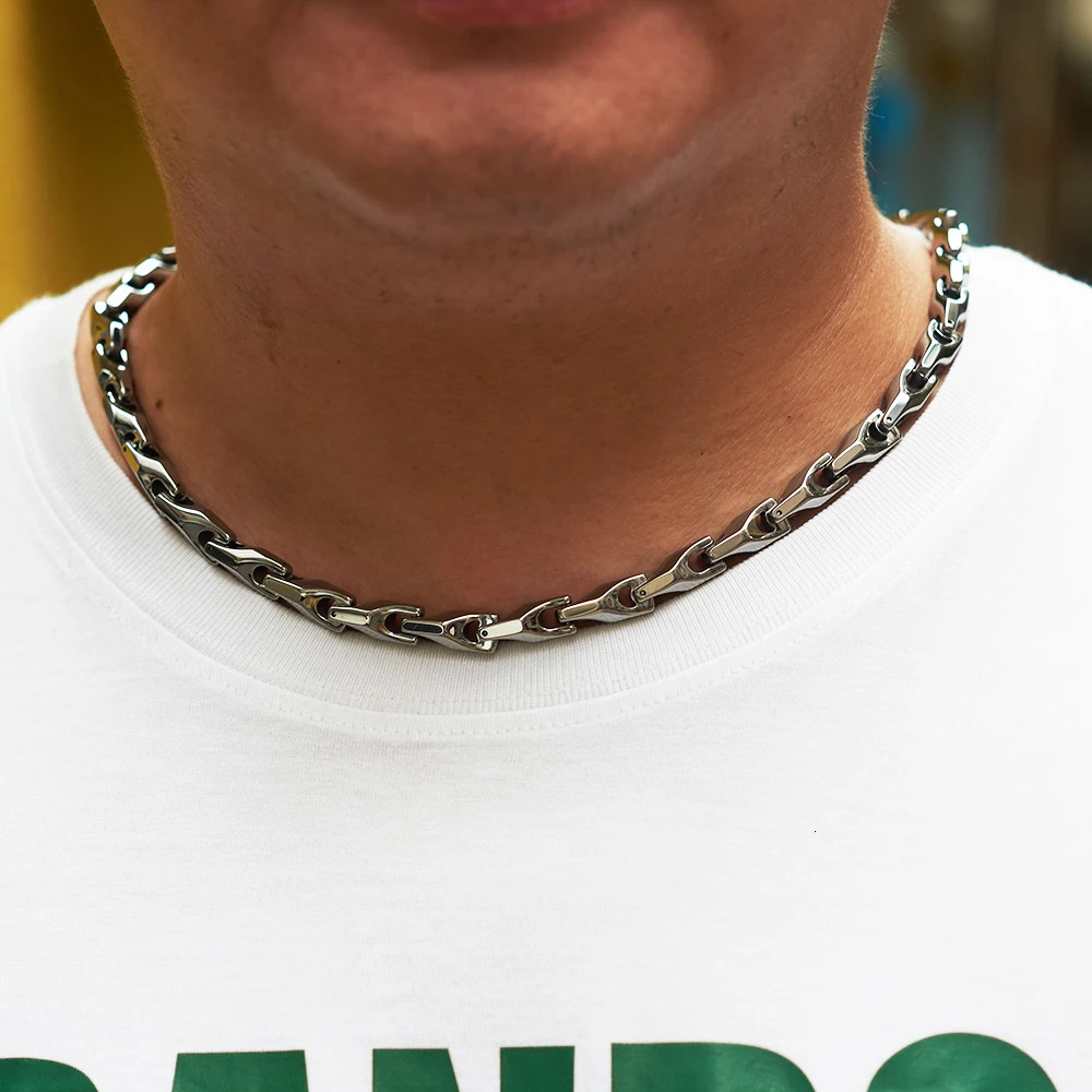 Tungsten carbide long necklace mens scratch resistant beer bottle chain 56cm jewelry waterproof punk high polished heavyduty 250420