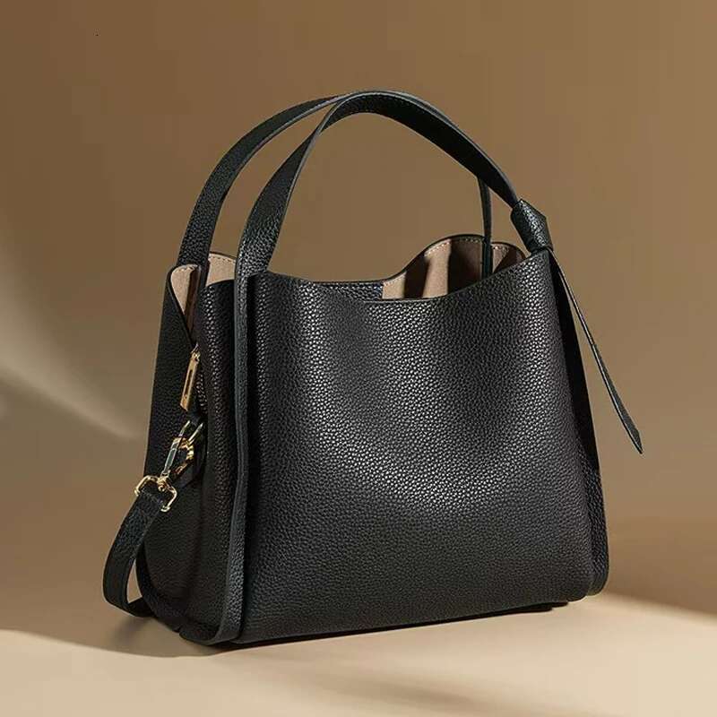 Genuine Leather Women's Handbag Shoulder Fashion Bucket Cowhide Crossbody Designer Bag For Women