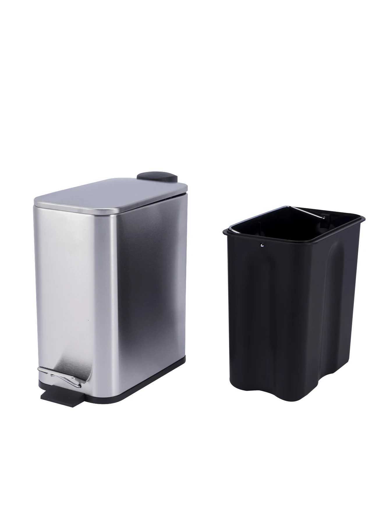 5L Rectangular Sanding Trash Can With Lid And Foot Pedal Stainless Steel Household Cleaning Bucket Kitchen Storage Bucket C251120