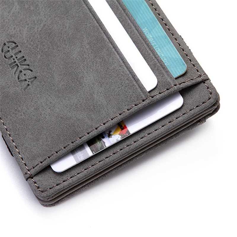 Ultra thin 2023 new mens PU leather mini magic wallet zipper coin wallet bag plastic credit card bank card holder W250419