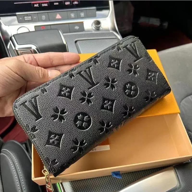Designers ZIPPY WALLET High Quality Soft Leather Mens Womens Iconic textured Fashion Long Zipper Wallets Coin Purse Card Case Holder Wih Box Dust bag 6 colour