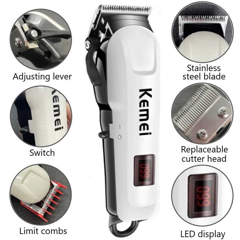 Kemei 809A Professional Hair Trimmer Adjustable Electric Cord/Cordless Hair Clipper For Men Haircut Machine Led DisplayT251120