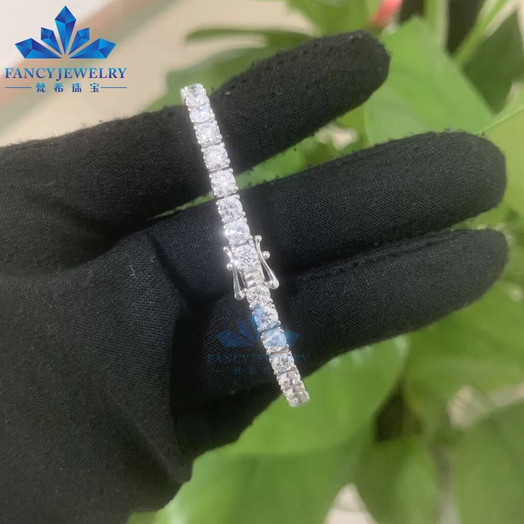 High Quality Fine Chain Link Bracelets 10K 14K White Real Gold 2MM 3MM 4MM DEF VS Real HPHT Lab Grown Tennis Bracelet