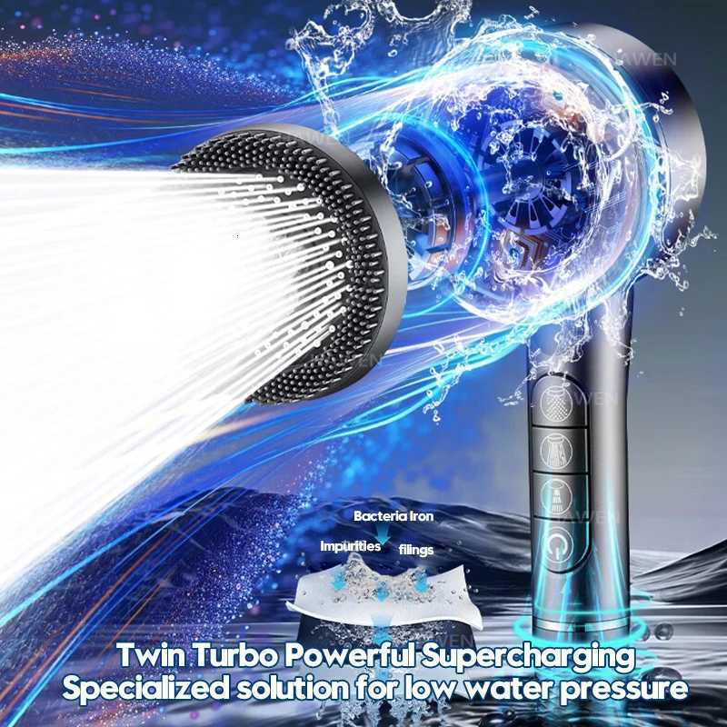 4 Modes Shower Head High Pressure Showerhead One-Key Stop Water MassageRainfall Faucet Tap Bathroom Bath Home AccessoriesM251120