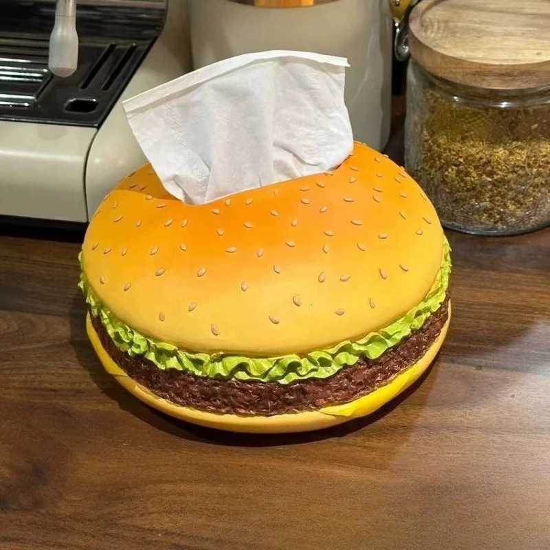 Creative Hamburger Shaped Tissue Box Retro Style Paper Dispenser Large Capacity Living Room Decor Essential Cute Home Accessory C251120