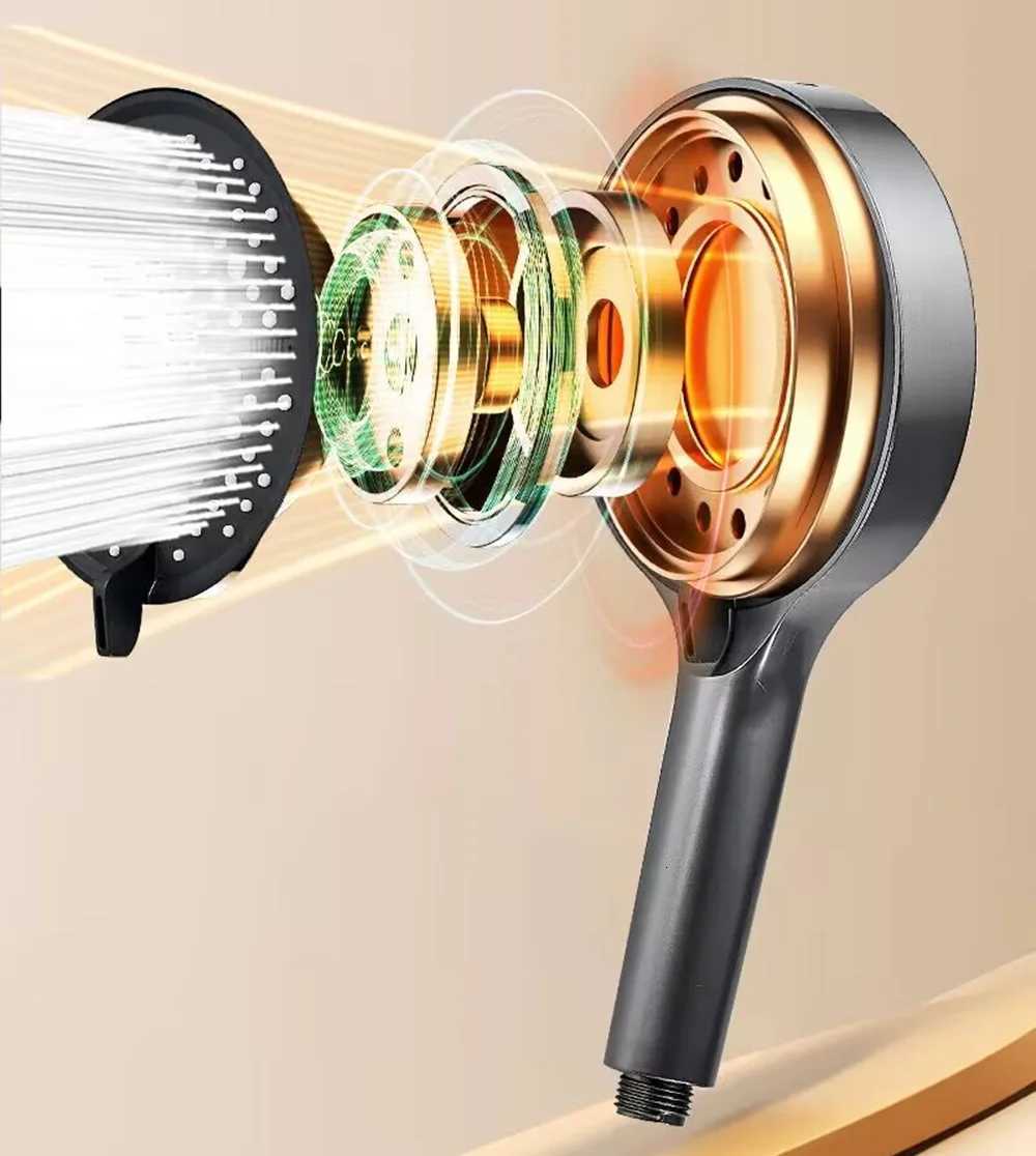 New 15CM High Pressure Shower Head for Hard Water High Pressure Shower 7 Modes Adjustable Spray with Massage BathroomM251120